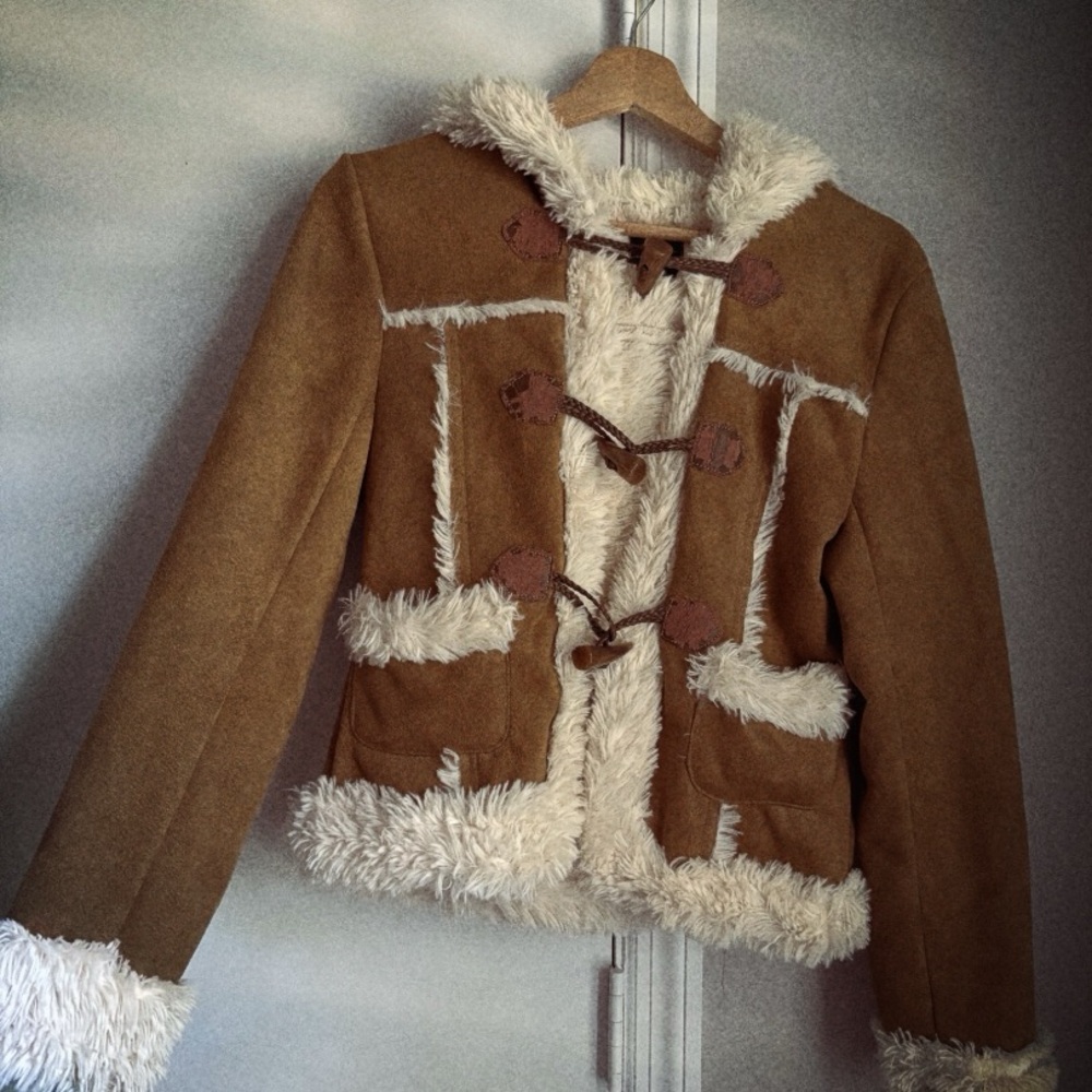 Women's Tan Bomber Jacket Penny Lane Coat Vintage from Japan
